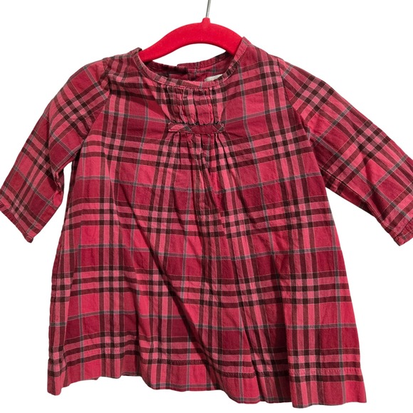 Burberry Other - Burberry Children's Pink Plaid 6M Baby Girl Dress Long Sleeve Buttons Back
